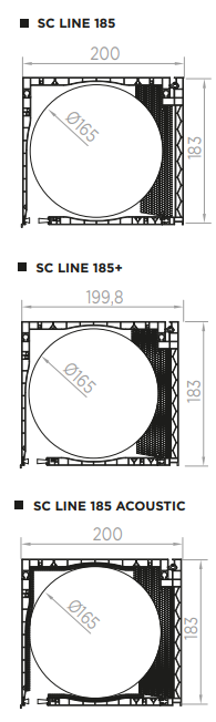 Opções caixa SC LINE 185